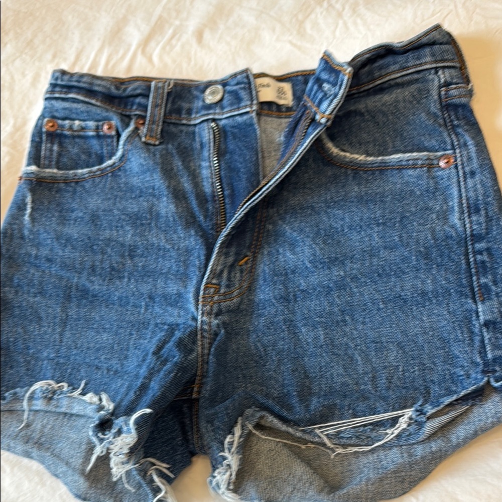 Blue Distressed Denim Shorts